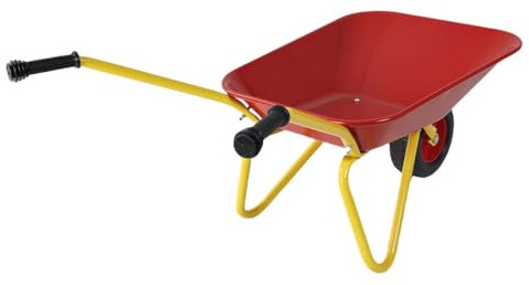 HOYOC Kids Metal Wheelbarrow, Kids Gardening Tool Set, Garden Toys with Wheelbarrow with Steel Tray Garden Cart on Wheels, Ideal for Outdoor Play, Gardening Fun, Backyard Activities