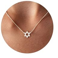 DCNCLADY Collar para Mujer de Plata 925 – Collar con Colgante de Estrella de David – Cadena Minimalista – Resistente al Agua