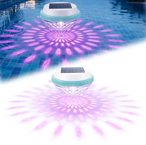 Yuragim 2 luci solari galleggianti per piscine, 7 colori che cambiano il colore, impermeabili, luci a LED per piscina e laghetti