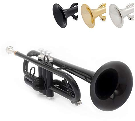pTrumpet Hytech Trompeta con boquilla 7C y bolsa acolchada – Latón plástico híbrido estudiante – Negro, PTRUMPET1HTB/BLACK