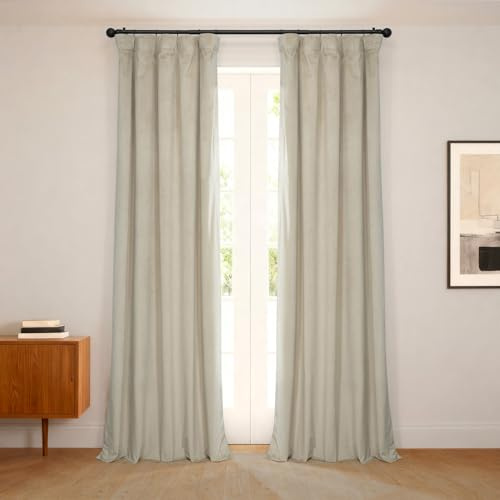 HPD Half Price Drapes VPYC-198602-108 Heritage Cortina de Terciopelo de Felpa (1 Panel), 122 x 258 cm, Color Beige Macchiato