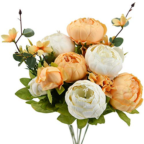 FiveSeasonStuff 1 bukett med konstgjorda blommor och hortensior/perfekt för bröllop, brud, fest, hem, kontorsinredning (sommarbris)