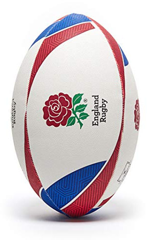 Gilbert Rugbyball, England, Größe 5, Weiß / Rot / Blau