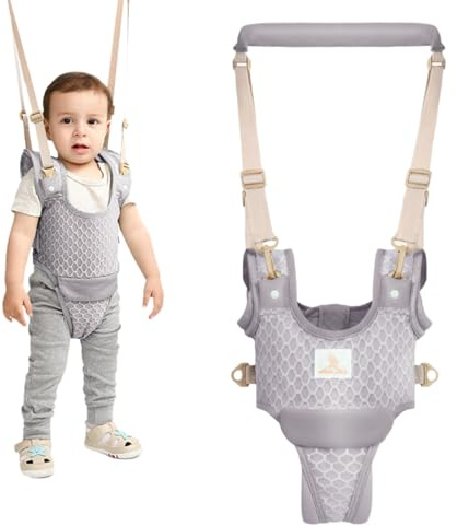 auvstar Bebé Arnés de Seguridad para Caminar, 2in1 Andador Arneses Ajustable para Aprender Andar,Niños Andador Anti Perdido Correa Proposito Doble para 6-36 meses (Gris)