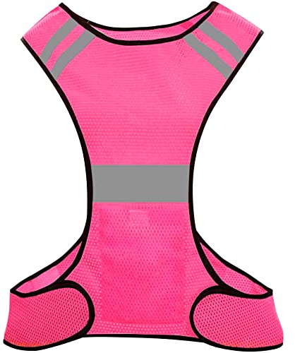 Biqing Alta visibilità Gilet Riflettente,Mbragatura Riflettente di Sicurezza Elastico Regolabile di Sicurezza Vest Gilet Antinfortunistici per Il Running, Jogging. (Pink+2 Bands) (rosa)