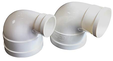 Acoplamiento reductor de codo de PVC de 90 grados, 75 mm a 50 mm, color blanco, 1 unidad