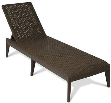 Toomax Numana Lettino da esterno marrone, sdraio reclinabile in 4 posizioni con finitura effetto rattan, 60x186x29h cm, in plastica resistente anti UV, ideale per esterni, terrazza e piscina