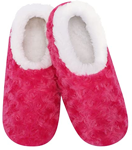 Snoozies Womens Rosey Pink Bouquet of Roses Size Large