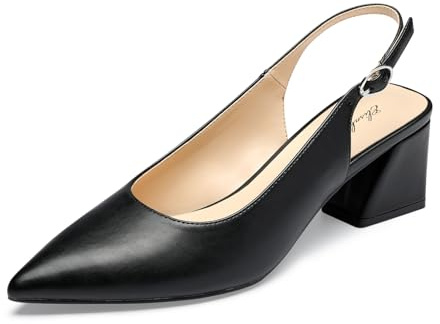GENSHUO Women's Slingback Closed Toe Block Heel Pumps - 2.36 Inches Office Wedding Party Dress Shoes Black