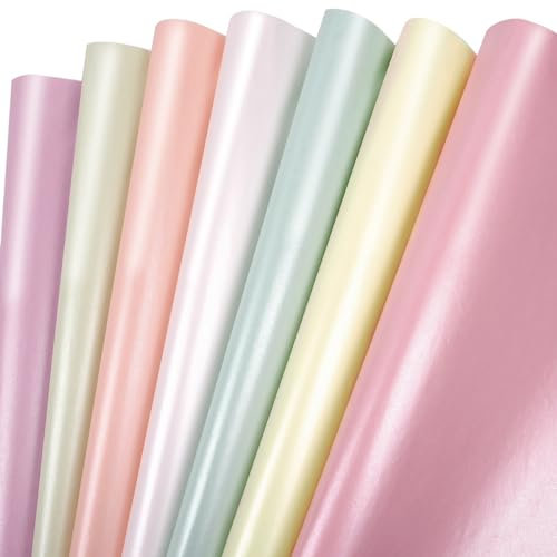 105 Sheets Pastel Metallic Tissue Paper, 35 X 50cm Pastel Color Tissue Paper for Gift Bags Crafts Wrapping Gifts Packaging, 7 Shiny Pearlescent Tissue Wrapping Paper for Birthday Wedding Holiday Party