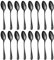BEWOS Matte Schwarze Esslöffel 16 Stück, 20,5 Cm / 8,07 Inch Edelstahl Löffel, Ausgezeichnete Serie von Kaffeelöffel, Spülmaschinenfest Suppenlöffel, Ideal für Haushalte, Restaurants, Partys, etc