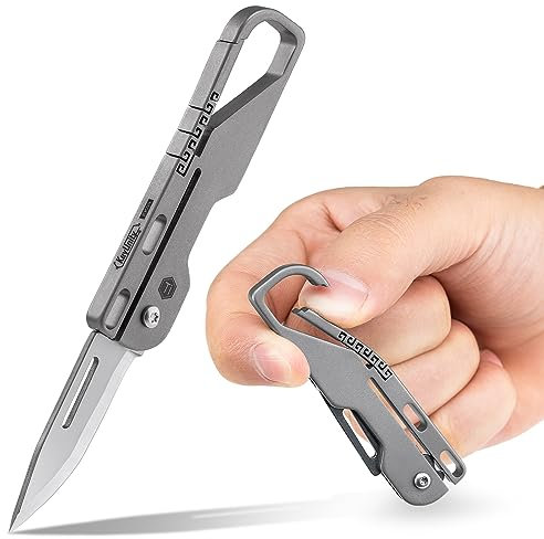 KeyUnity KK09 EDC couteau pliant-couteau utilitaire de poche en titane avec mousqueton pour un transport quotidien