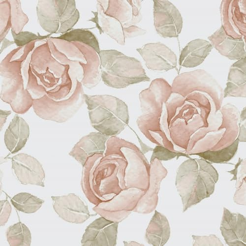 Fiula Självhäftande tapet, självhäftande film, möbler, rosor, blomtapet, rosa, vit, 41 cm x 3 m, möbelfolie, självhäftande, blommiga blommor, vattentät för sovrum, vardagsrum, dekorativ film, tapet