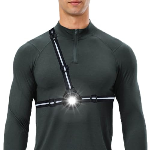 Lufcziel Running Light, Run Light for Runners Body Torch Chest Light, Rechargeable Chest LED Lamp with Reflective Band, Front Body Torch Rear Safety Warning, Jogging Hiking