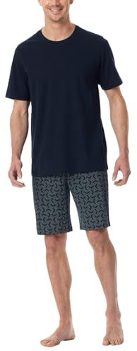 Schiesser Herren Schlafanzug kurz Rundhals - Nightwear Set, Nachtblau_181157, 54