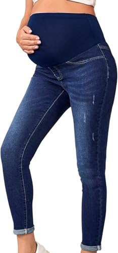 Vaqueros de Maternidad, Vaqueros, Pantalones para Maternidad. ( M,Azul Oscuro)