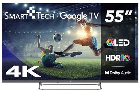 Smart Tech TV QLED 4K UHD 55' (139 cm) 55QG02V Google TV- 4xHDMI - 2xUSB - Dolby Vision - Dolby Atmos