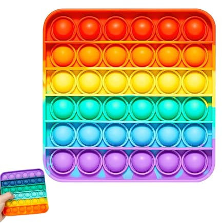 Pop It Anti-Stress Spielzeug - Quadratisches Regenbogen-Design für Kinder, Autistische und Zappelige Menschen - Tolles Geschenk