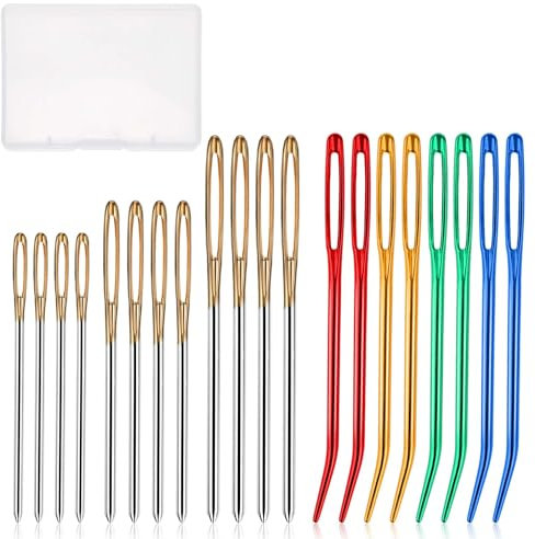 20 Stücke Garnnadel-Set Stopfnadeln Gebogene Spitze Gobelinnadeln für Garn Große Öse stumpfe Nadeln Handnähgarn Nähnadel-Set Sticknadeln für Webarbeit Stricken Häkeln Nähen