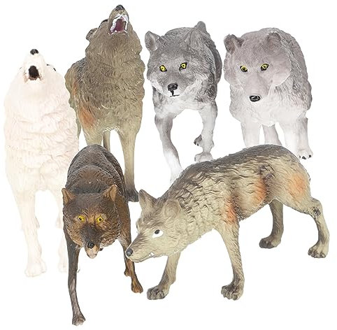 ibasenice 7st Winterwolfsrudel-Modell Kinderspielzeug Mini-Spielzeug Für Arktische Tiere Figuren Für Kinder Bildungsmodelle Für Kinder Kinder, Die Spielzeug Spielen Spielzeugtiere Abs