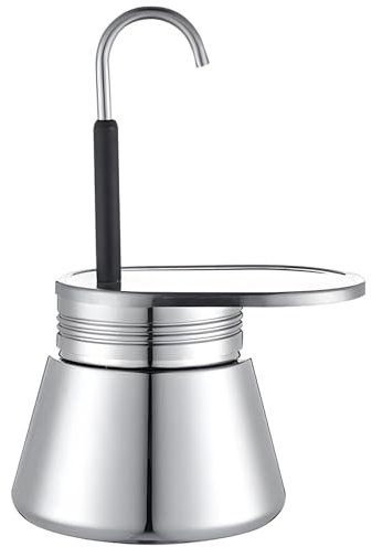 Moka in acciaio inox per espresso, caffettiera italiana da piano cottura, design con beccuccio singolo, per crema ricca