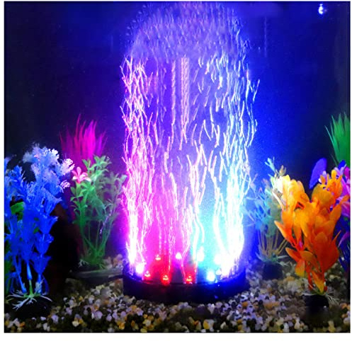 4.92 inch 12 LEDs Fish Tank Light, Bubbler Stone, LED Aquarium Lights, Air Stone Disk, Submersible Fish Tank Aquarium Decorations Accessories, Underwater Round Small Bubbles Lamp (Connect to air Pump)