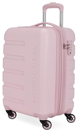 SwissGear 7366 Signature Hardside Expandable Luggage with Spinner Wheels, TSA Lock, Pink, Checked-Medium 23-Inch