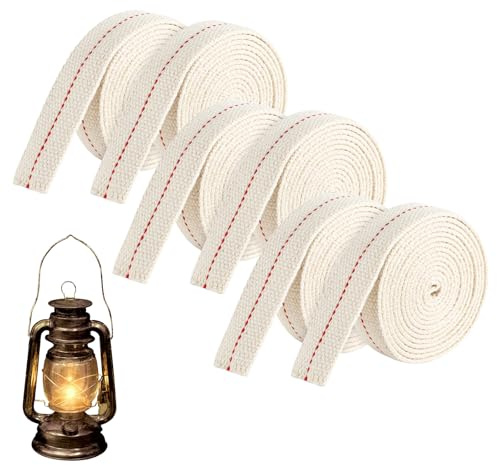 6 m veke för oljelampor, 18 mm lampveke bomullsveke platt vekreservveke för oljelampor, veke för trädgårdsflamma, lykta, fotogenlampa, oljelampa, 6 rullar