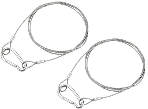 TA-VIGOR 2Pcs 1m Stainless Steel Safety Cable, 1.5mm Flexible Wire Rope with Double Loops and Hook, Security Chains for Stage Lighting, Luggage, Outdoor Use