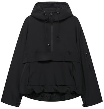 Women's Half Zip Pullover Jacket Casual Waterproof Long Sleeve Hooded Coats Outdoor Sport Travel Jackets with Pockets Fashion Autumn Coat