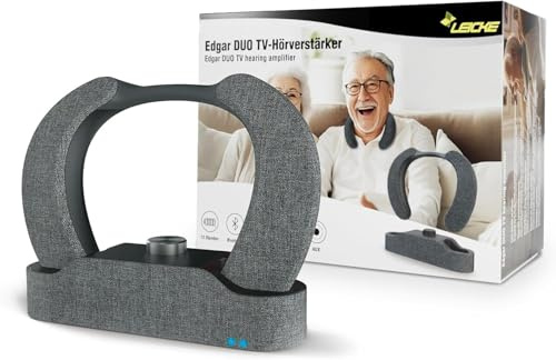 LEICKE Edgar Duo TV-Lautsprecher - Tragbarer Kabelloser Nackenkopfhörer mit hörverstärker für Senioren Schwerhörige -Bluetooth 5.3, HDMI, Aux & Optik-Eingang Fernseher Sprachverstärker-Generation 2