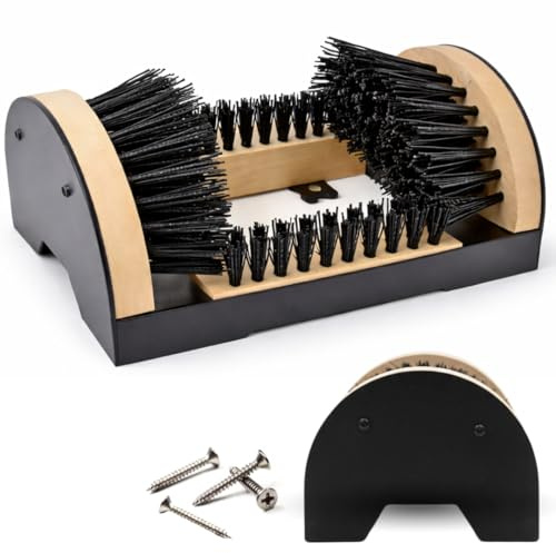 Heavy Duty Boot Scrubber Brush – 4-Way Shoe & Boot Cleaner with Stiff Bristles, Wood & Steel Construction, Ideal for Mud, Snow & Dirt – Outdoor & Entryway Footwear Cleaner
