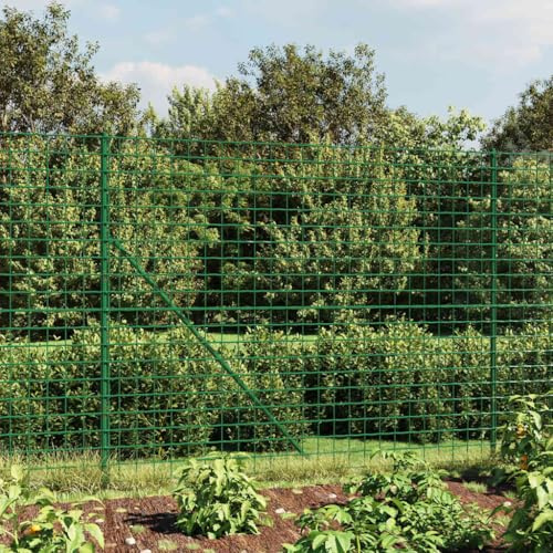 Recinzione in rete metallica verde, 2 x 10 m, in acciaio zincato con rivestimento in PVC per giardino e terreno di sicurezza, durevole e resistente alla corrosione