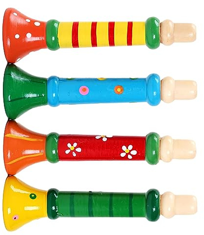 HUSHUI Tromba in Legno Giocattolo Tromba Educativa per Bambini Strumento Musicale Leggero e Colorato in Legno