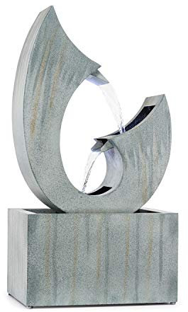 blumfeldt Trumpet Flow Gartenbrunnen - stetiger Wasserumlauf mit Loopflow Concept, Pumpe mit 8 Watt,Schutzart: IPX8, 6,5 kg, 4 LEDs,verzinktes Metall,10 m Netzkabel, für drinnen oder draußen