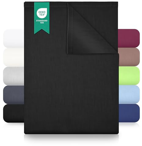 GREEN MARK Textilien sábana Plana 100% algodón – Sábana clásica sin elástico, Suave para la Piel, fácil de cuidar, Lavable a Alta Temperatura – Antracita – 150x250 cm