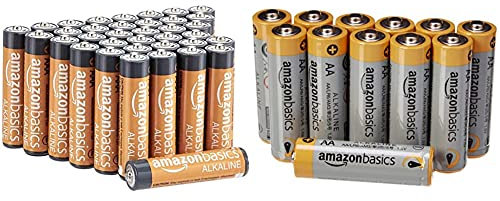 Amazon Basics - Pilas alcalinas AAA de 1.5 voltios + Amazon Basics - Pilas alcalinas AA 'Performance' (Paquete de 12)