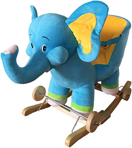 NEW Plush ELEPHANT Rocking Chair on Wooden Rockers with Wheels + Sound Effects