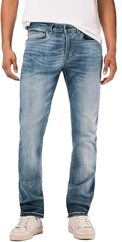 Buffalo David Bitton Men's Slim Ash Jeans, Authentic and Sanded Indigo, 31W x 32L