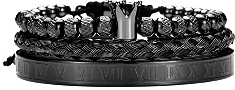 SONGK Luxe Romain Couronne Royale Bracelet à Breloques Hommes en Acier Inoxydable géométrie Pulseiras Hommes Ouvert réglable Bracelets Couple Bijoux Cadeau