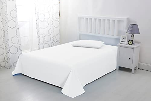 Sonia Linens Home Basic Soft Brushed Microfibre Flat Sheet - Non Iron Breathable Hypoallergenic Top Sheet (White, Single)