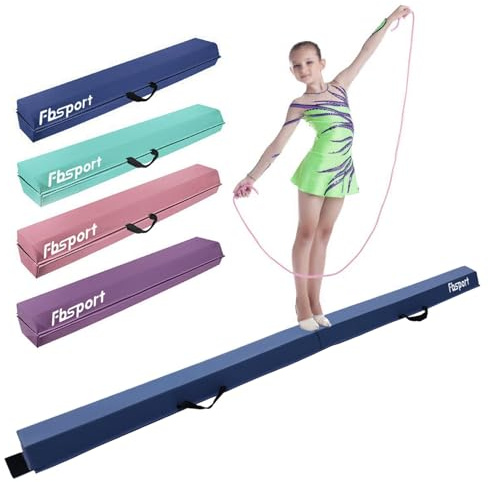 FBSPORT Gymnastikbalk 300 cm Fällbar balansbalk Gymnastikutrustning för hemmet Flickor Barn Vuxna Träning, med bärhandtag och halkskydd