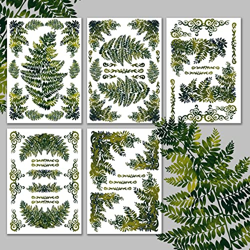 Decoupage Paper Pack (15 Sheets 8x11) Fern Leaves HANATABA Vintage Art Deco Styled Ephemera Pictures for Decoupage Craft and Scrapbooking