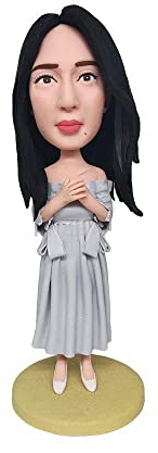 mydedor Figurine Bobbleheads personnalisée, Poupée personnalisée, Figurines Bobble Heads personnalisées, Cadeau sculpté personnalisé Fait à la Main pour Femme.