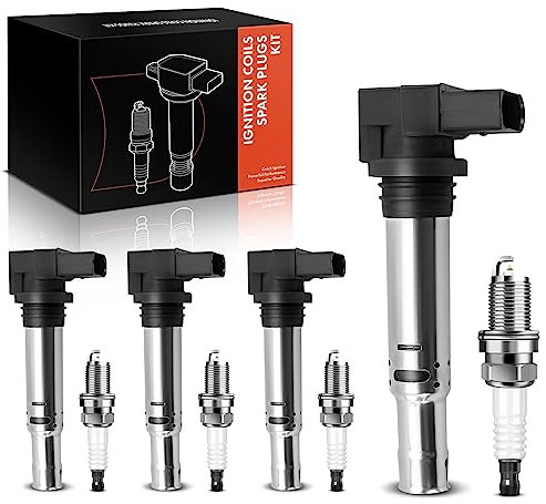 Frankberg 4x Zündspule+4x Zündkerze Kompatibel mit A3 8P1 2003-2012 Golf IV 1J1 2000-2004 Polo 6R1 6C1 2010-2014 Replace# 036905715