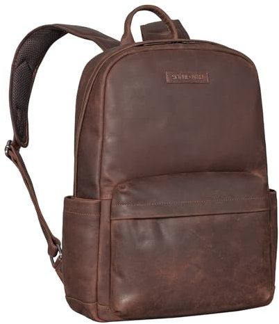 STILORD 'Alois' Klassischer Laptop Rucksack 15 Zoll Leder Rucksack für Herren Businessrucksack Damen Großer Rucksack mit vielen Fächern und Trolley-Aufstecksystem, Farbe:sapelli - braun