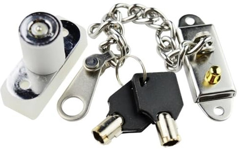 TüRkette Fensterkettenschloss aus Edelstahl mit Schlüssel, Türbegrenzer, Kindersicherung, Sicherheitskettenschloss for flache, offene Fenster TüR Kettenschloss