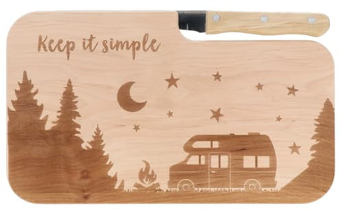 Spruchreif · Tagliere per il pane con coltello · Tagliere per il pane con incisione · Tagliere in legno con coltello · Regali per campeggiatori · Regali all'aperto · Colazione all'aperto · Regalo da