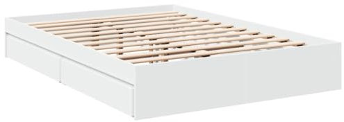 vidaXL Bettgestell, Bett mit Schubladen für Schlafzimmer, Bettrahmen mit Lattenrost, Schlafzimmerbett Doppelbett, Weiß 140x200cm Holzwerkstoff