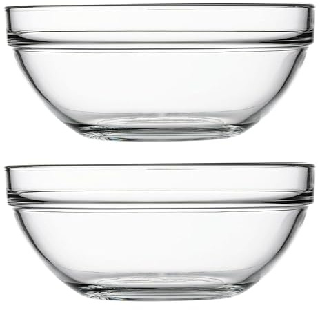 Queensway Home & Dining Tempered Glass Mixing & Salad Serving Bowl | Perfect for Salads, Baking, Food Prep and Table Serving, Clear Design with Dishwasher-Safe Convenience